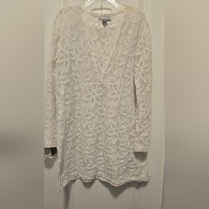 J Valdi White Lace V Neck Swim  Beach Coverup